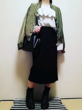 「sango（sango）のアイテム（MA-1）」を使った、うたみるのさん（レディース・151cm）の秋コーディネート