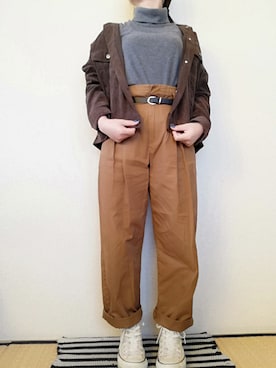 「抜き襟」｜「アイテム（ジャケット/アウター）」を使った、うたみるのさん（レディース・151cm）の秋コーディネート