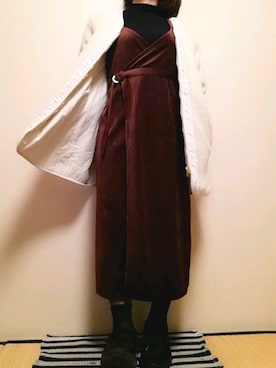 「ラップスカート」｜「アイテム（ブルゾン）」を使った、うたみるのさん（レディース・151cm）の冬コーディネート