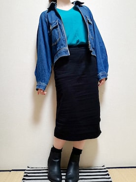 「秋のマイ旬スタイル」｜「アイテム（デニムジャケット）」を使った、うたみるのさん（レディース・151cm）の秋コーディネート