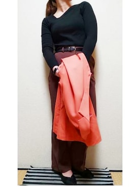 「アシンメトリー」｜「アイテム（その他アウター）」を使った、うたみるのさん（レディース・151cm）の春コーディネート