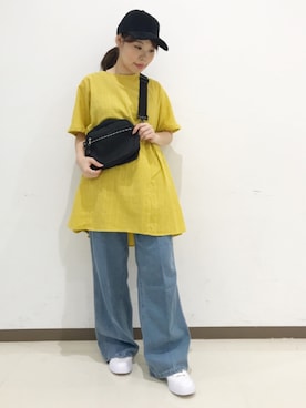 「AS KNOW AS PINKY（アズノゥアズピンキー）のアイテム（チュニック）」を使った、asamiさん（レディース・153cm）の夏コーディネート