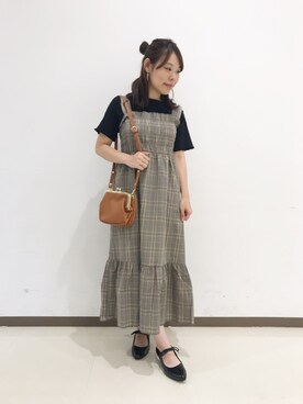 「AS KNOW AS PINKY（アズノゥアズピンキー）のアイテム（ジャンパースカート）」を使った、asamiさん（レディース・153cm）の夏コーディネート