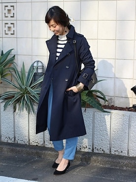 「Simplicite（サンプリシテ）のアイテム（トレンチコート）」を使った、shokoさん（レディース・163cm）の春コーディネート