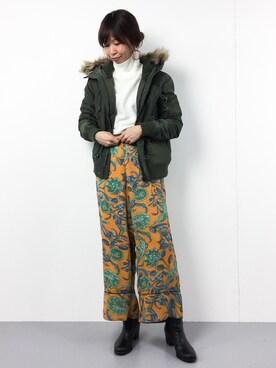 「RAY CASSIN（レイカズン）のアイテム（ミリタリージャケット）」を使った、naoさん（レディース・163cm）の冬コーディネート