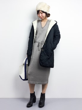 「Samansa Mos2（サマンサ モスモス）のアイテム（ナイロンジャケット）」を使った、naoさん（レディース・163cm）の冬コーディネート