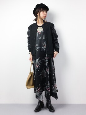 「L.H.P（エルエイチピー）のアイテム（スタジャン）」を使った、naoさん（レディース・163cm）の冬コーディネート