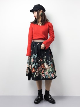 「Three Four Time（ｽﾘｰﾌｫｰﾀｲﾑ）のアイテム（スカート）」を使った、naoさん（レディース・163cm）の冬コーディネート