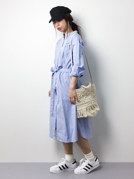 「SHIPS Days（シップスデイズ）のアイテム（シャツワンピース）」を使った、naoさん（レディース・163cm）の冬コーディネート