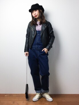 「Settimissimo（セッティミッシモ）のアイテム（ライダースジャケット）」を使った、naoさん（レディース・163cm）の冬コーディネート