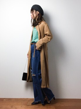 「OSMOSIS（オズモーシス）のアイテム（チェスターコート）」を使った、naoさん（レディース・163cm）の冬コーディネート