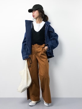 「amorous insense（アモラスインセンス）のデニムブルゾン（デニムジャケット）」を使った、naoさん（レディース・163cm）の春コーディネート