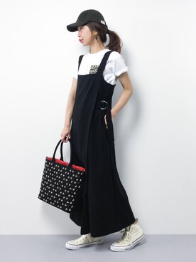 「mysty woman（ミスティウーマン）のアイテム（サロペット/オーバーオール）」を使った、naoさん（レディース・163cm）の春コーディネート