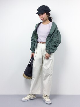 「AVAN LILY（アヴァンリリィ）のアイテム（ブルゾン）」を使った、naoさん（レディース・163cm）の春コーディネート