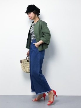 「Banner Barrett（バナーバレット）のアイテム（ノーカラージャケット）」を使った、naoさん（レディース・163cm）の春コーディネート