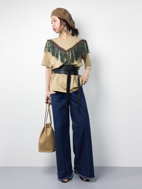 「GALLERIE（ギャレリー）のアイテム（Tシャツ/カットソー）」を使った、naoさん（レディース・163cm）の春コーディネート