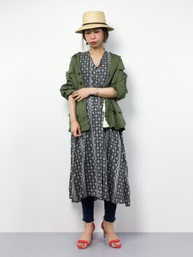 「エスニック」｜「アイテム（ミリタリージャケット）」を使った、naoさん（レディース・163cm）の春コーディネート
