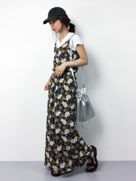「ラフスタイル」｜「アイテム（つなぎ/オールインワン）」を使った、naoさん（レディース・163cm）の夏コーディネート