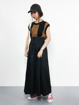 「コルセットスカート」｜naoさん（レディース・163cm）の夏コーディネート