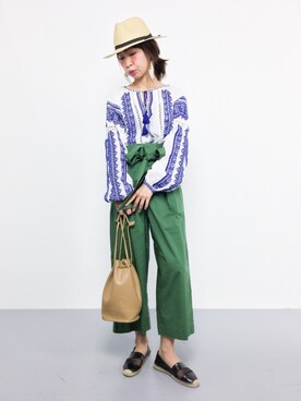 「カーキパンツ」｜naoさん（レディース・163cm）の夏コーディネート