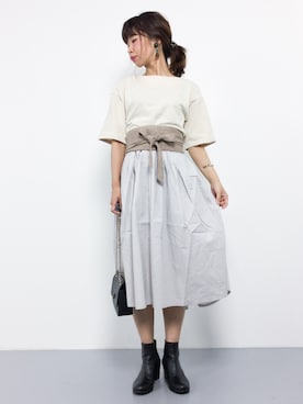 「ひざ丈スカート」｜「アイテム（ワンピース/ドレス）」を使った、naoさん（レディース・163cm）の夏コーディネート