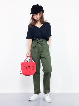 「カーキパンツ」｜naoさん（レディース・163cm）の夏コーディネート