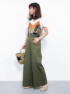 「カーキパンツ」｜naoさん（レディース・163cm）の夏コーディネート