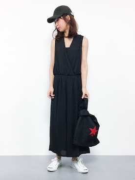 「IMAGE COLLECTION（イマージュコレクション）のアイテム（サロペット/オーバーオール）」を使った、naoさん（レディース・163cm）の夏コーディネート