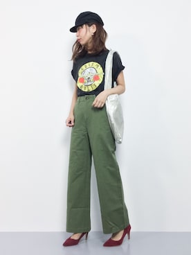 「カーキパンツ」｜naoさん（レディース・163cm）の秋コーディネート