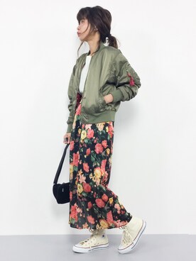 「カジュアルダウン」｜「アイテム（ブルゾン）」を使った、naoさん（レディース・163cm）の秋コーディネート