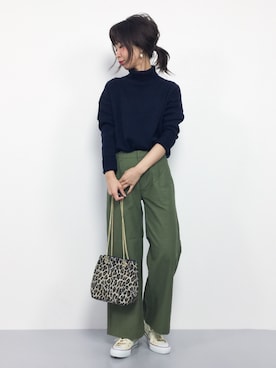 「カーキパンツ」｜naoさん（レディース・163cm）の秋コーディネート