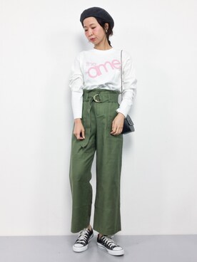 「カーキパンツ」｜naoさん（レディース・163cm）の秋コーディネート