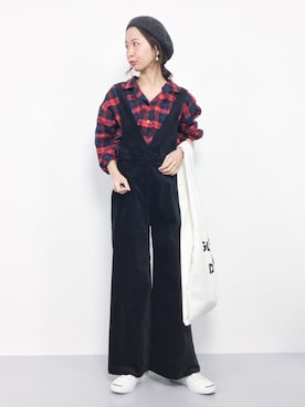 「DRWCYS（ドロシーズ）のアイテム（サロペット/オーバーオール）」を使った、naoさん（レディース・163cm）の秋コーディネート