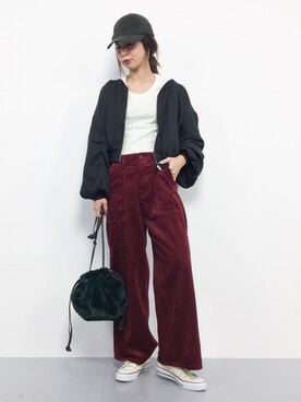 「one after another NICE CLAUP（ワンアフターアナザーナイスクラップ）のアイテム（スタジャン）」を使った、naoさん（レディース・163cm）の秋コーディネート