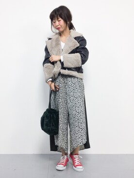「PAGEBOY（ページボーイ）のアイテム（ライダースジャケット）」を使った、naoさん（レディース・163cm）の秋コーディネート