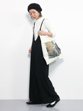 「titivate（ティティベイト）のアイテム（サロペット/オーバーオール）」を使った、naoさん（レディース・163cm）の秋コーディネート