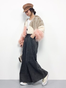 「ボリュームニット」｜「アイテム（キャップ）」を使った、naoさん（レディース・163cm）の秋コーディネート