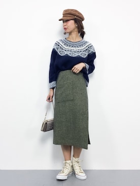 「select MOCA（セレクトモカ）のアイテム（キャップ）」を使った、naoさん（レディース・163cm）の秋コーディネート