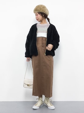 「ハイウエストスカート」｜「アイテム（その他アウター）」を使った、naoさん（レディース・163cm）の秋コーディネート