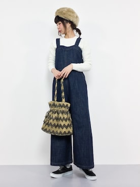 「ラメ」｜「アイテム（オールインワン・サロペット）」を使った、naoさん（レディース・163cm）の冬コーディネート