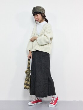 「ボリュームニット」｜「アイテム（帽子）」を使った、naoさん（レディース・163cm）の冬コーディネート