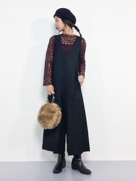 「SLOBE IENA（スローブイエナ）のアイテム（つなぎ/オールインワン）」を使った、naoさん（レディース・163cm）の冬コーディネート