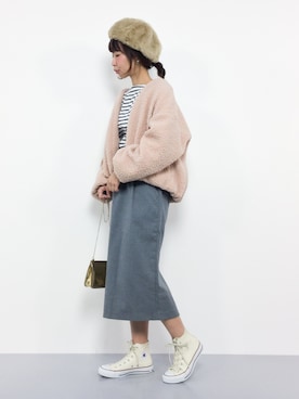 「Another Edition（アナザーエディション）のアイテム（ノーカラージャケット）」を使った、naoさん（レディース・163cm）の冬コーディネート