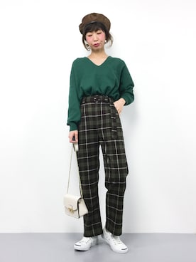 「ADAM ET ROPE'（アダムエロペ）のアイテム（ハンチング/ベレー帽）」を使った、naoさん（レディース・163cm）の冬コーディネート