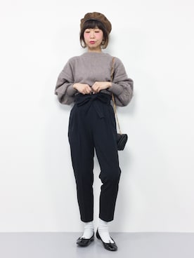 「ADAM ET ROPE'（アダムエロペ）のアイテム（ハンチング/ベレー帽）」を使った、naoさん（レディース・163cm）の冬コーディネート