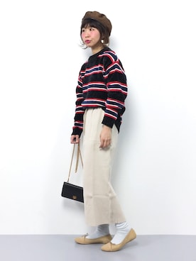 「ADAM ET ROPE'（アダムエロペ）のアイテム（ハンチング/ベレー帽）」を使った、naoさん（レディース・163cm）の冬コーディネート
