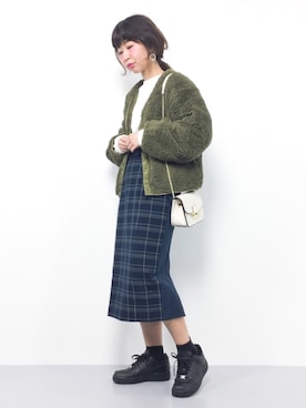 「袖ボリューム」｜「アイテム（ブルゾン）」を使った、naoさん（レディース・163cm）の冬コーディネート