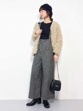 「Heather（ヘザー）のアイテム（ノーカラージャケット）」を使った、naoさん（レディース・163cm）の冬コーディネート