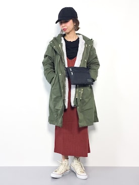「PAGEBOY（ページボーイ）のアイテム（モッズコート）」を使った、naoさん（レディース・163cm）の冬コーディネート