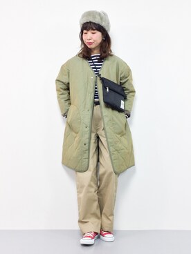 「キルティングコート」｜naoさん（レディース・163cm）の冬コーディネート